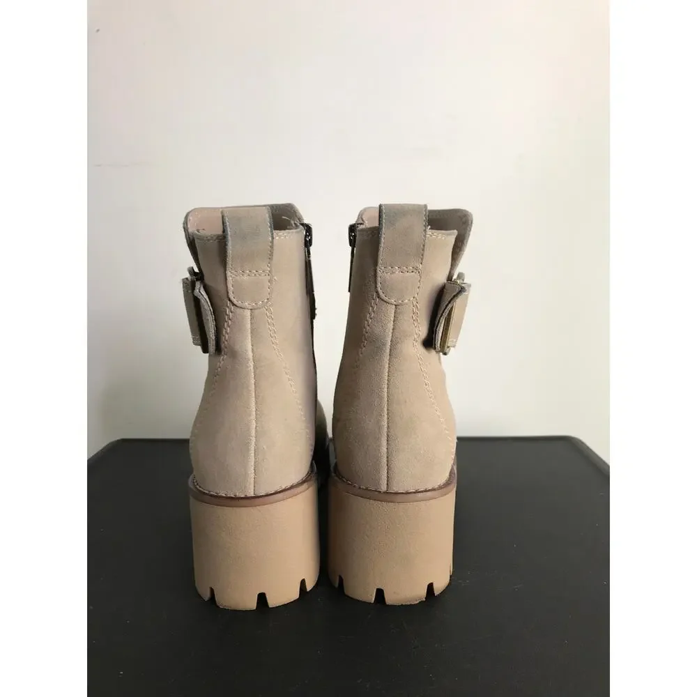 Blondo Booties Womens Size‎ 6M Tan Suede Side Zip Chucky Sole Waterproof